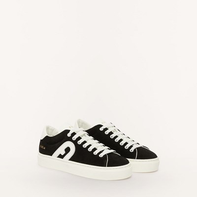 Women's Furla Joy Sneakers Black White | 9687-VPQBL