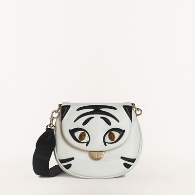 Women's Furla Portagioia Crossbody Bags White Black | 0597-DWPGM