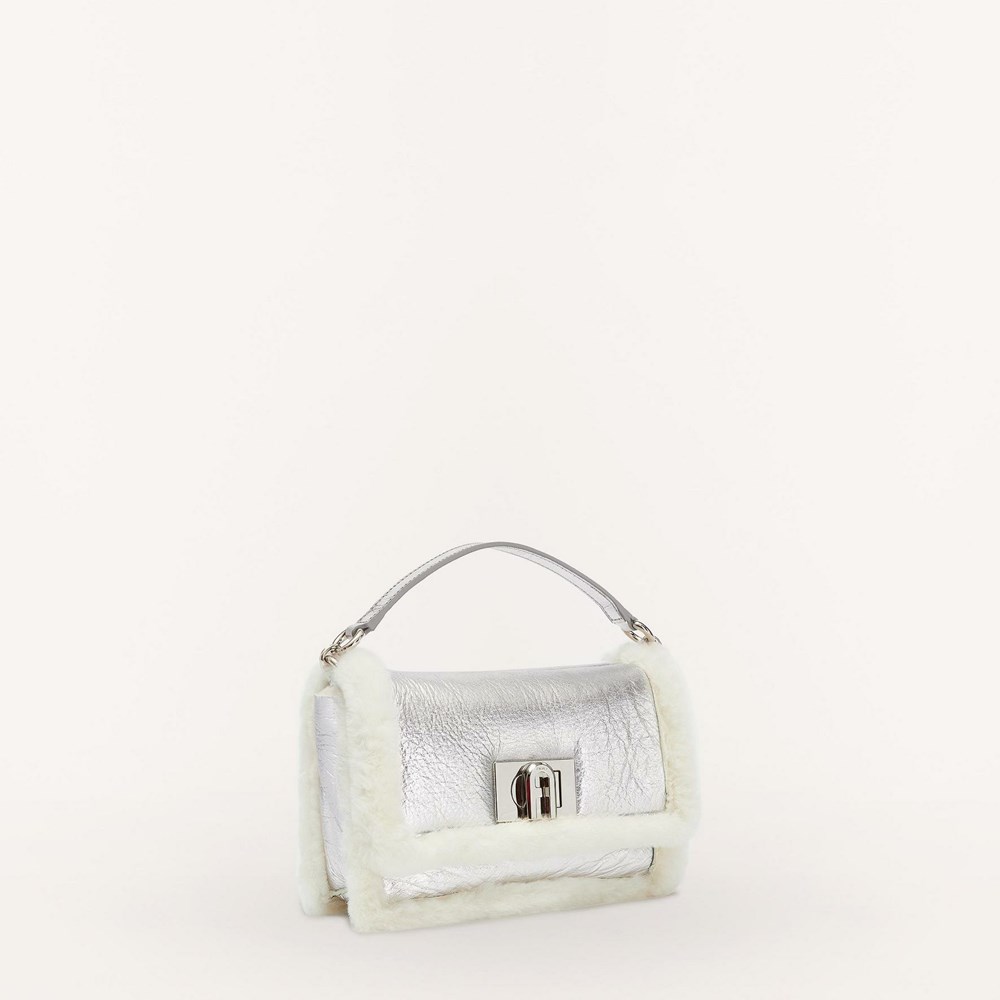 Women's Furla 1927 Soft Crossbody Bags Silver Black | 2938-SJUZL