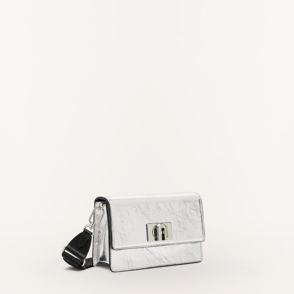 Women's Furla 1927 Soft Crossbody Bags Silver Black | 6183-KYVLO