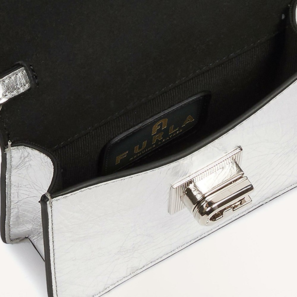 Women's Furla 1927 Soft Mini Bags Silver Black | 8315-GRDPW