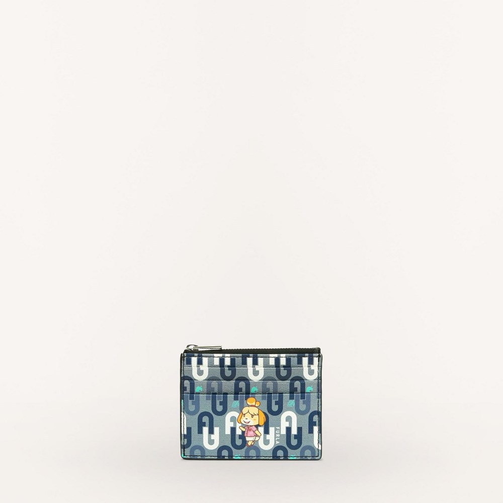 Women\'s Furla Animal Crossing Card Holders Blue | 9056-FXIKS