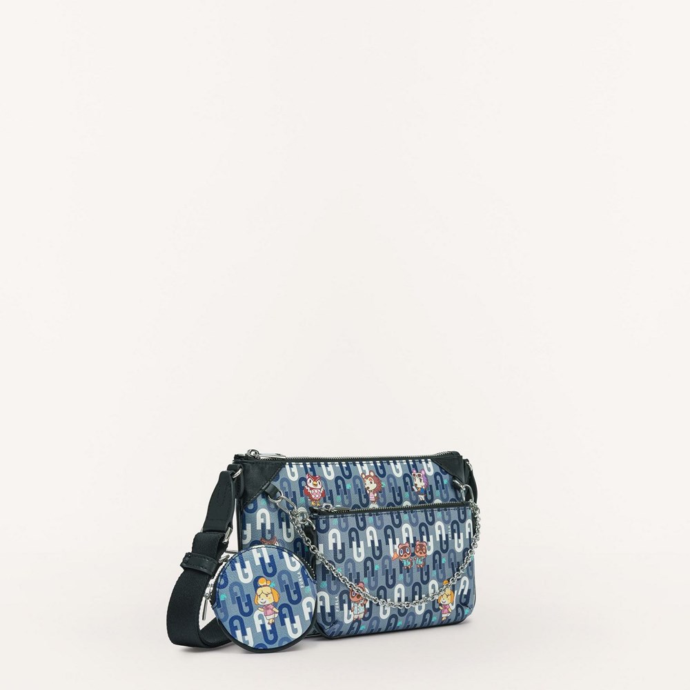 Women's Furla Animal Crossing Crossbody Bags Blue Black | 6180-TIVPH