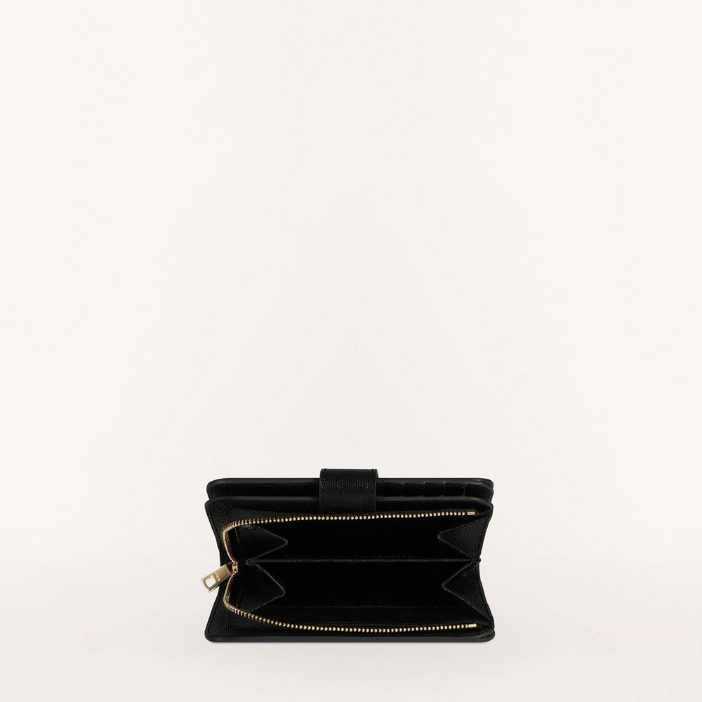 Women's Furla Babylon Triold Wallets Black | 1623-EHFOS