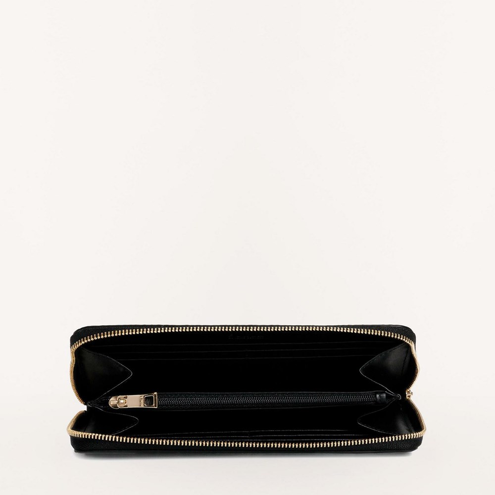 Women's Furla Babylon Ziparoud Wallets Black | 8167-WJRZQ