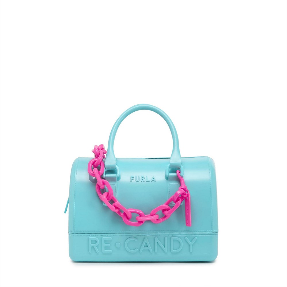 Women's Furla Candy Handbags Blue | 5381-SXDAB