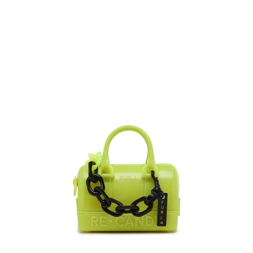 Women's Furla Candy Handbags Yellow | 5870-ASTKZ