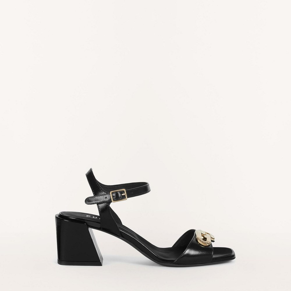 Women's Furla Chain Sandals Black | 2384-RLYMI