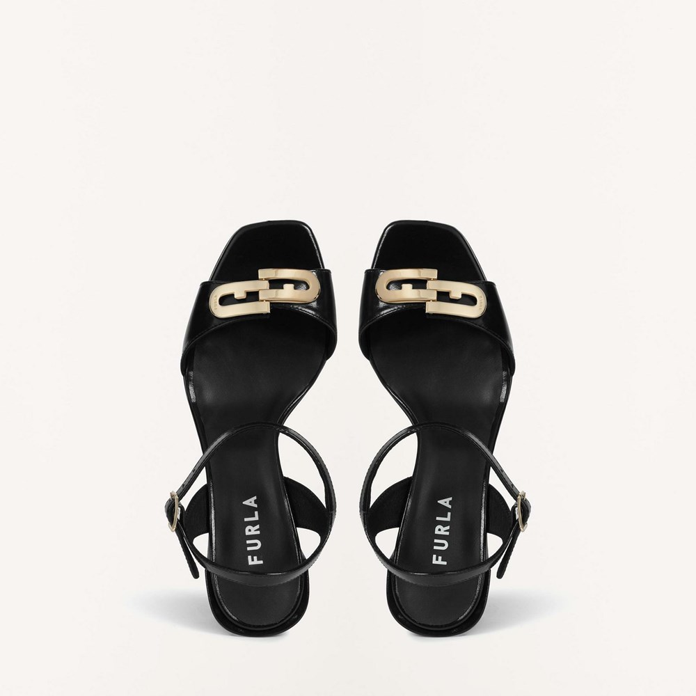 Women's Furla Chain Sandals Black | 2384-RLYMI