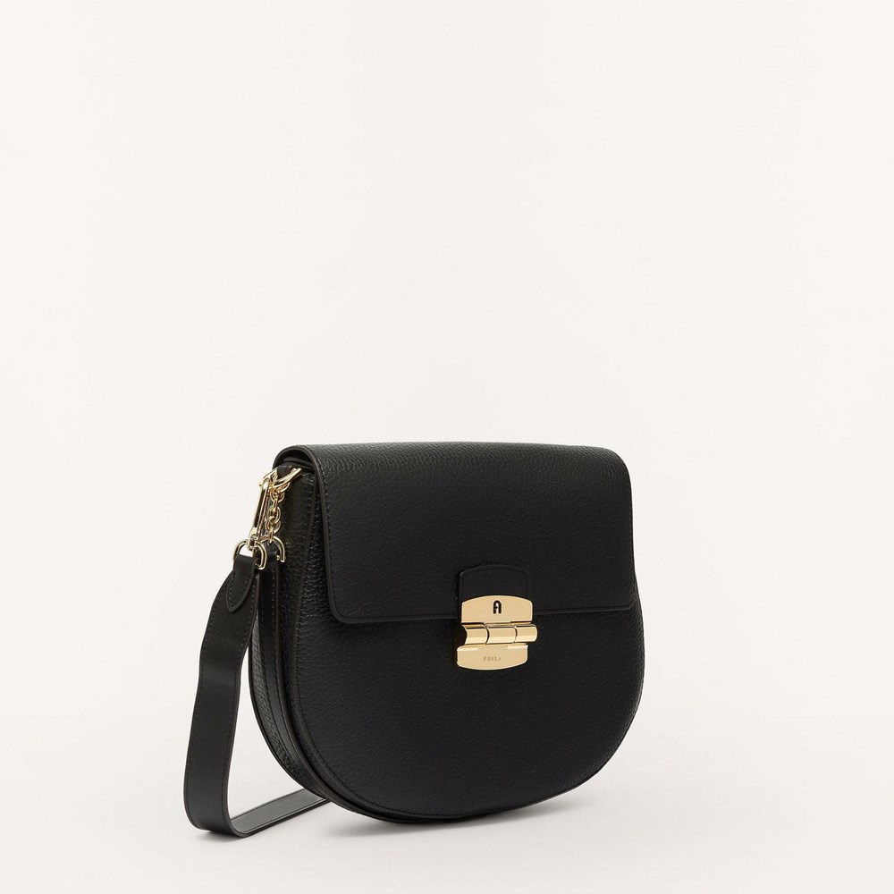 Women's Furla Club 2 Crossbody Bags Black | 8521-EXSJP