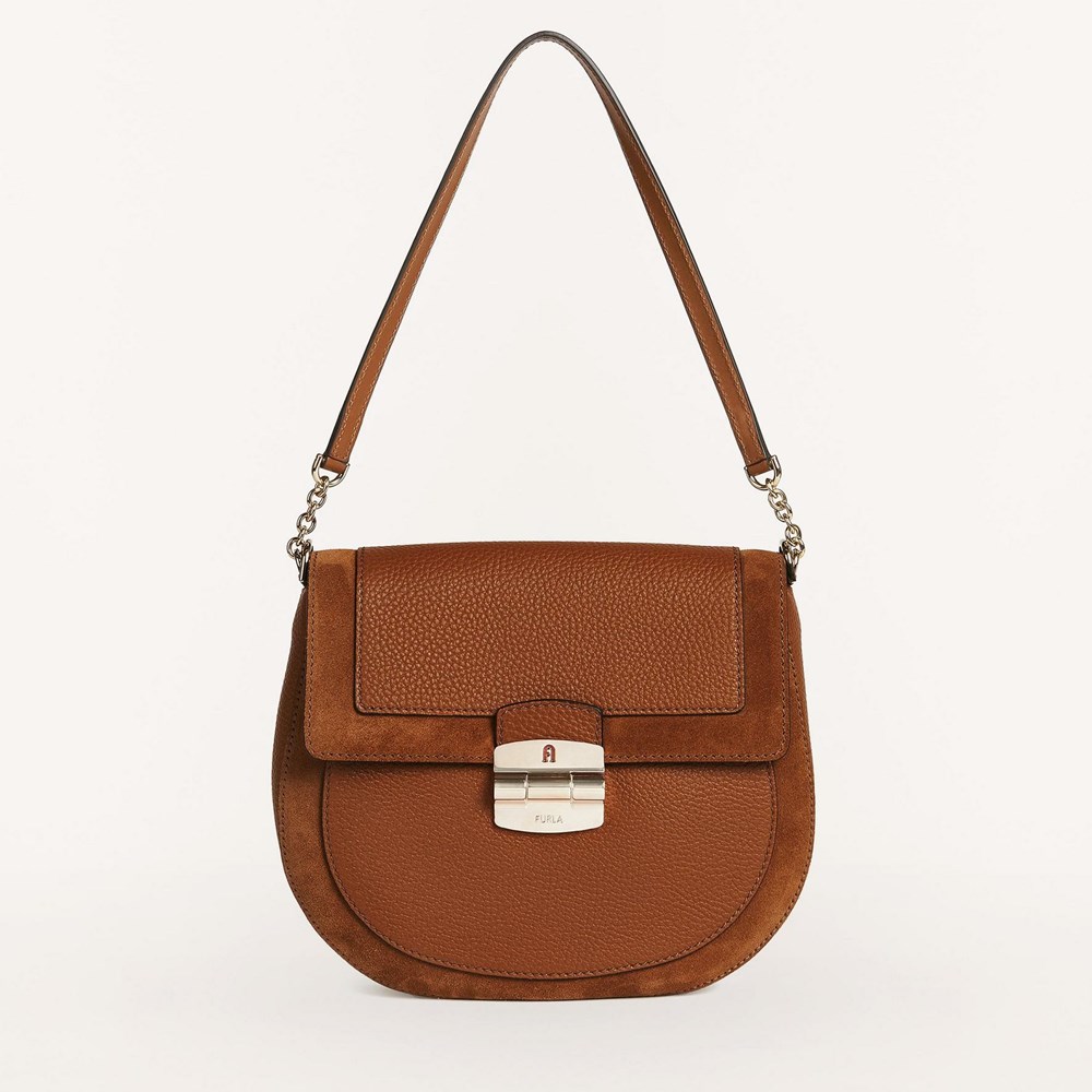 Women's Furla Club 2 Crossbody Bags Brown | 0895-LUFXT