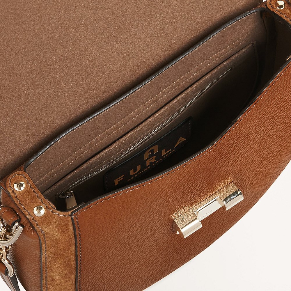 Women's Furla Club 2 Crossbody Bags Brown | 0895-LUFXT