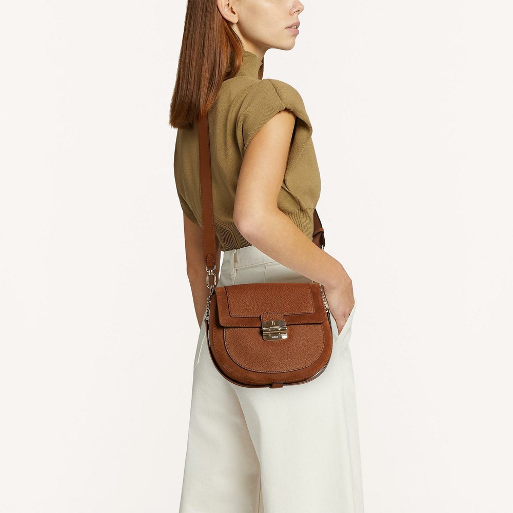 Women's Furla Club 2 Crossbody Bags Brown | 0895-LUFXT