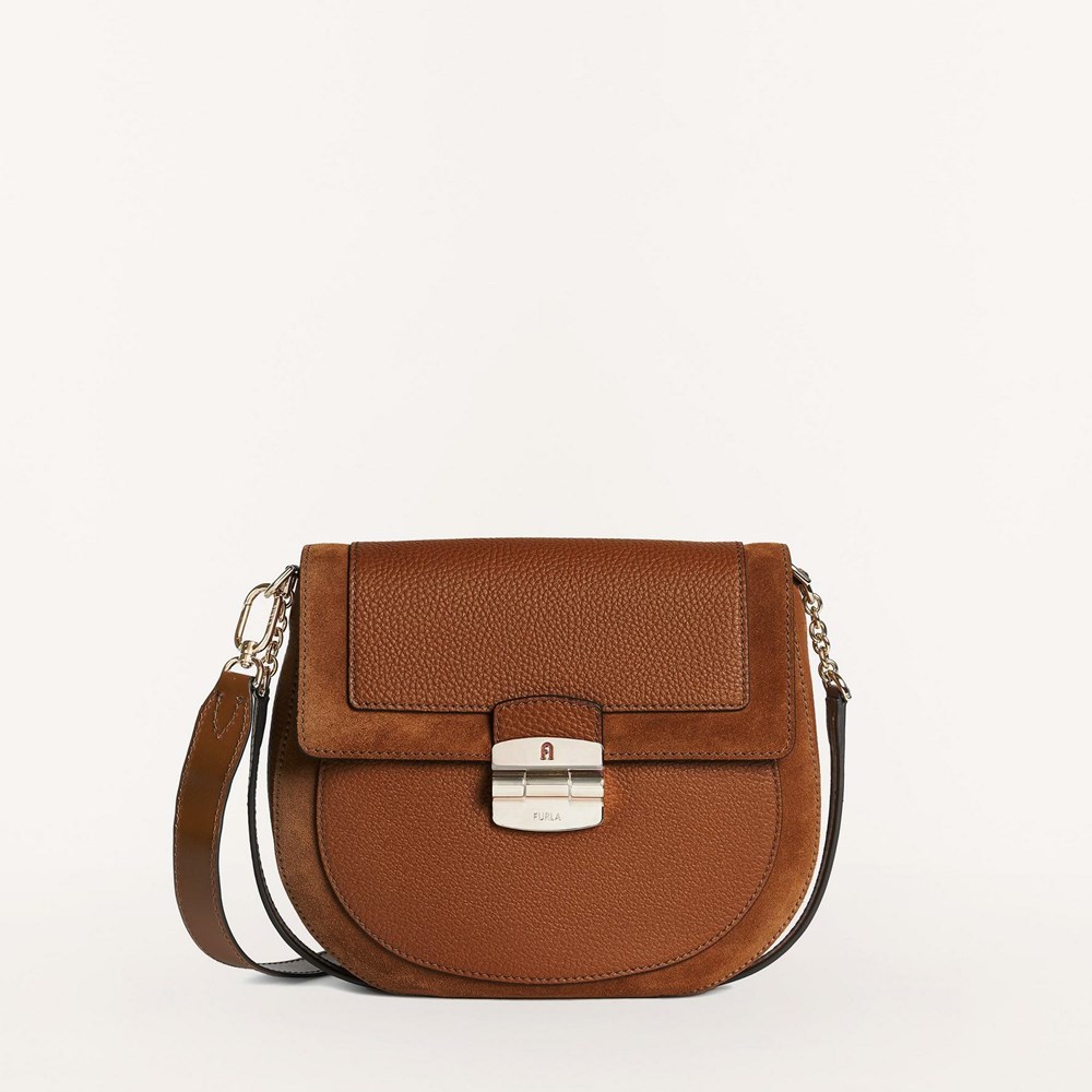 Women\'s Furla Club 2 Crossbody Bags Brown | 0895-LUFXT