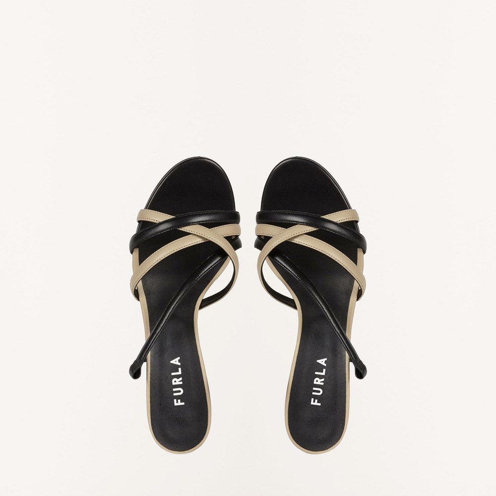 Women's Furla Code Sandals Black | 7248-EKDAI