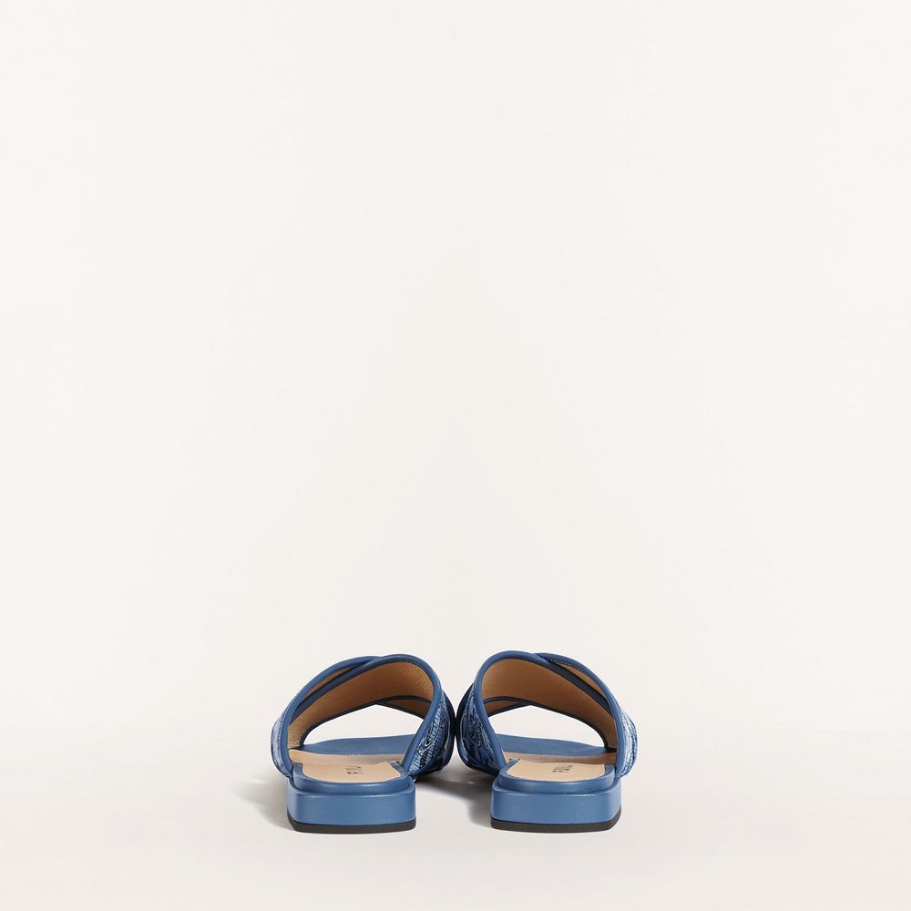 Women's Furla Cross Sandals Blue | 6948-BKQES