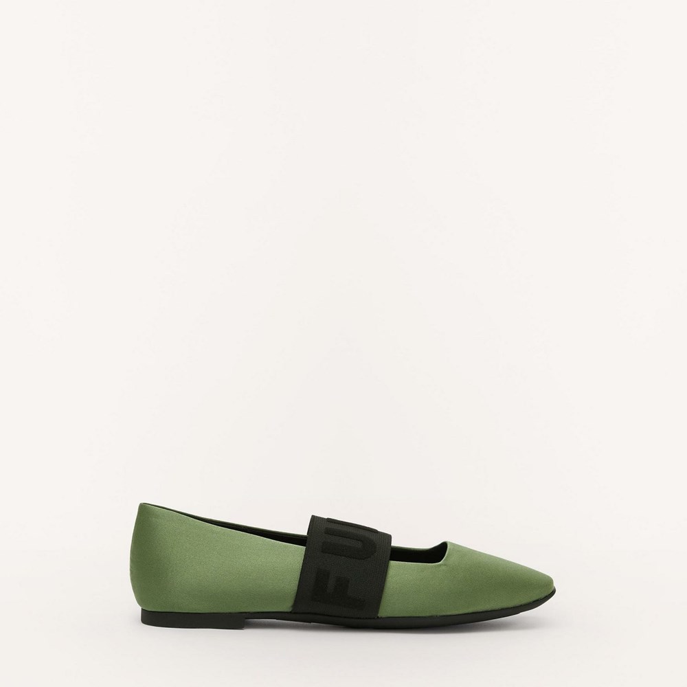 Women's Furla Iris Ballerinas Green | 5678-ZHKYO