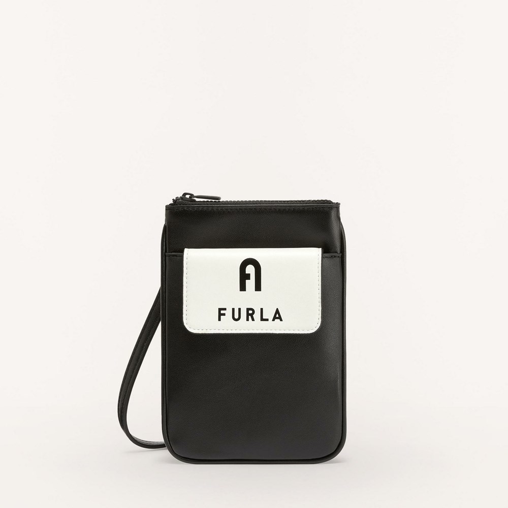 Women\'s Furla Iris Mini Bags Black White | 0124-BKLRD