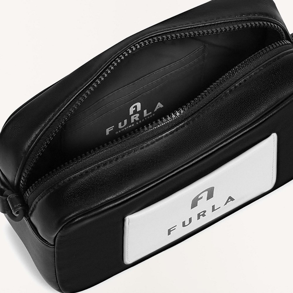 Women's Furla Iris Mini Bags Black White | 1082-VJFAL