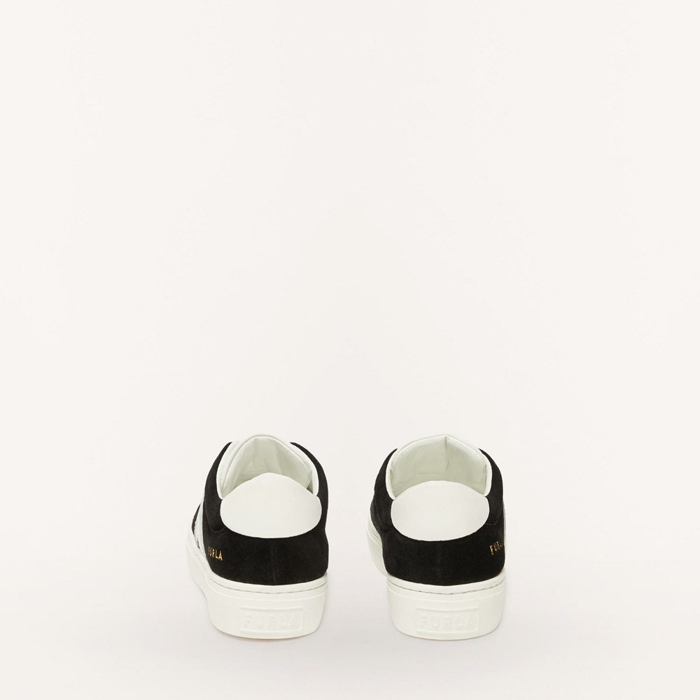 Women's Furla Joy Sneakers Black White | 9687-VPQBL