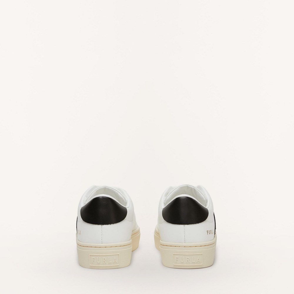 Women's Furla Joy Sneakers White Black | 4289-SFVTL