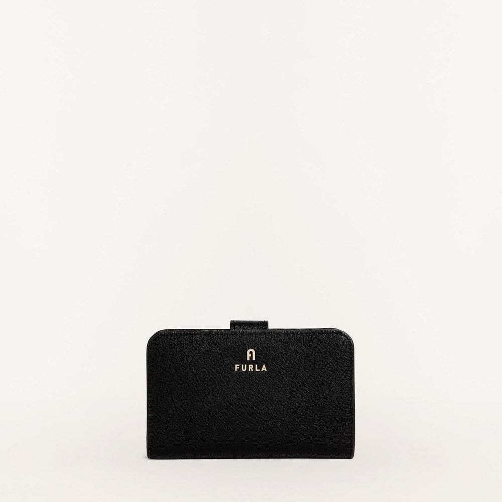 Women\'s Furla Magnolia Bifold Wallets Black | 7654-BQOYK