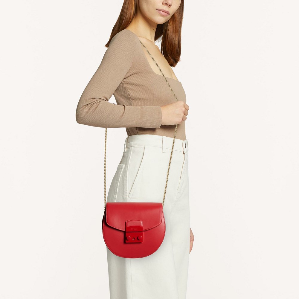 Women's Furla Metropolis Crossbody Bags Red | 4753-LKZDC