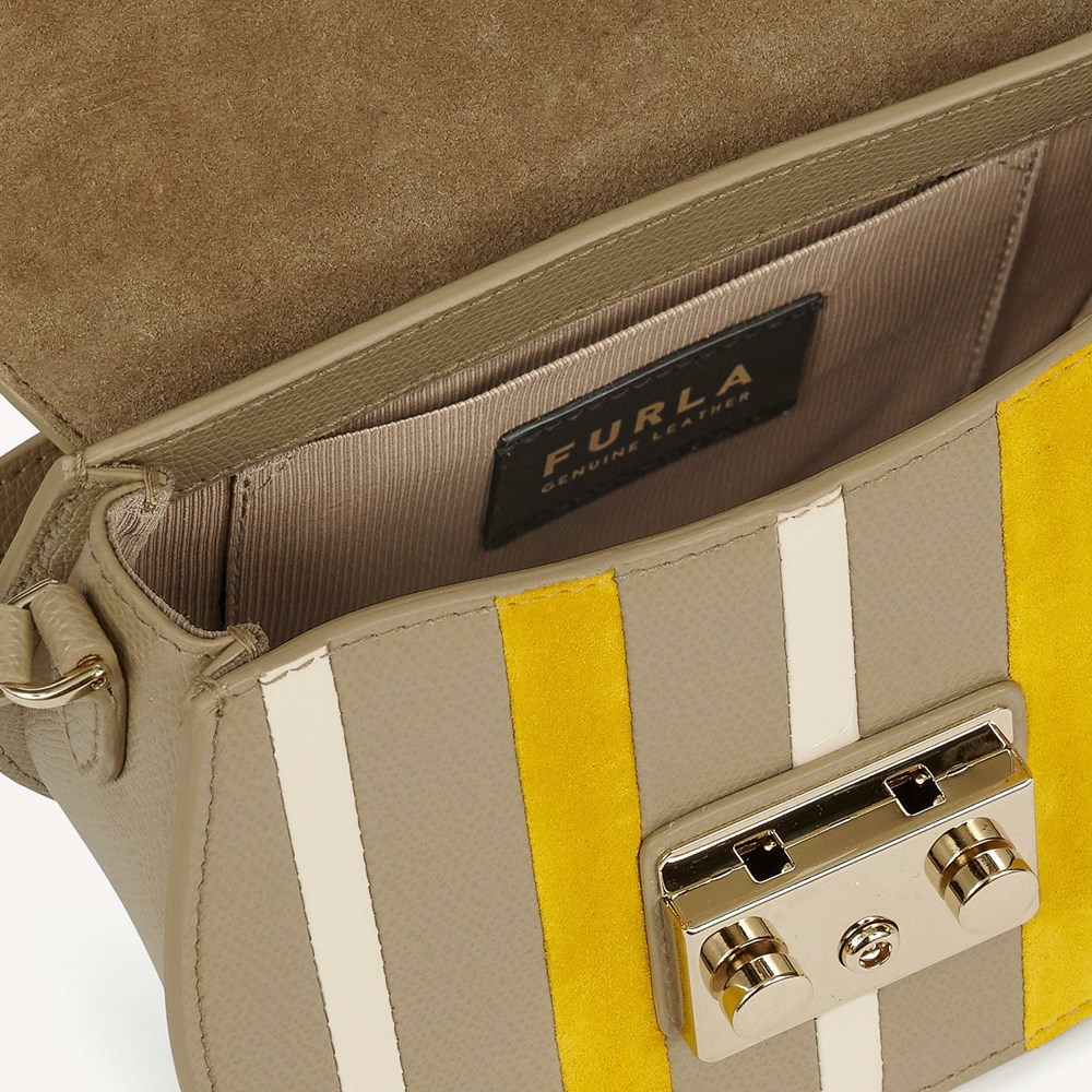 Women's Furla Metropolis Crossbody Bags Beige | 8793-OBKAH