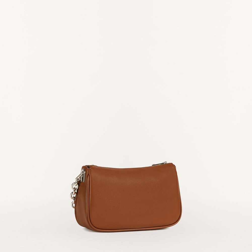 Women's Furla Moon Crossbody Bags Brown | 6182-FLAVZ