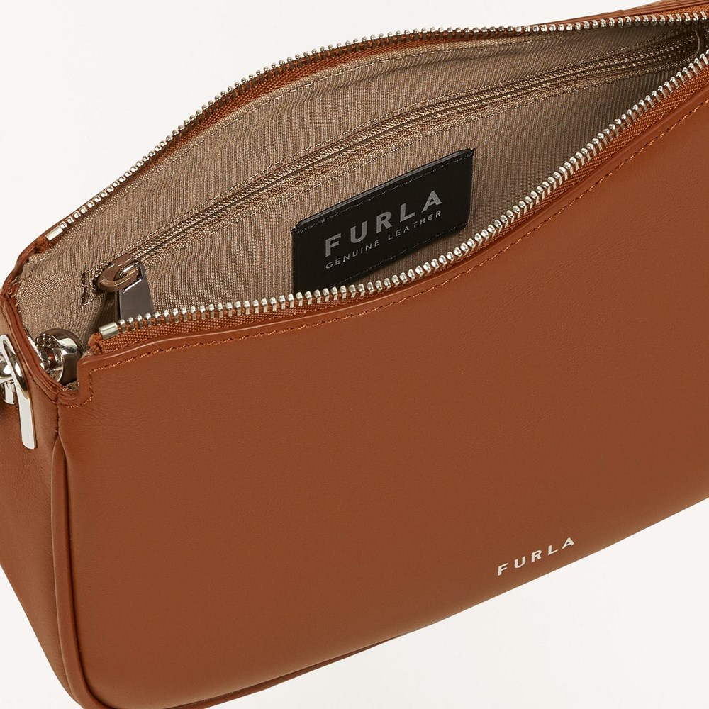 Women's Furla Moon Crossbody Bags Brown | 6182-FLAVZ