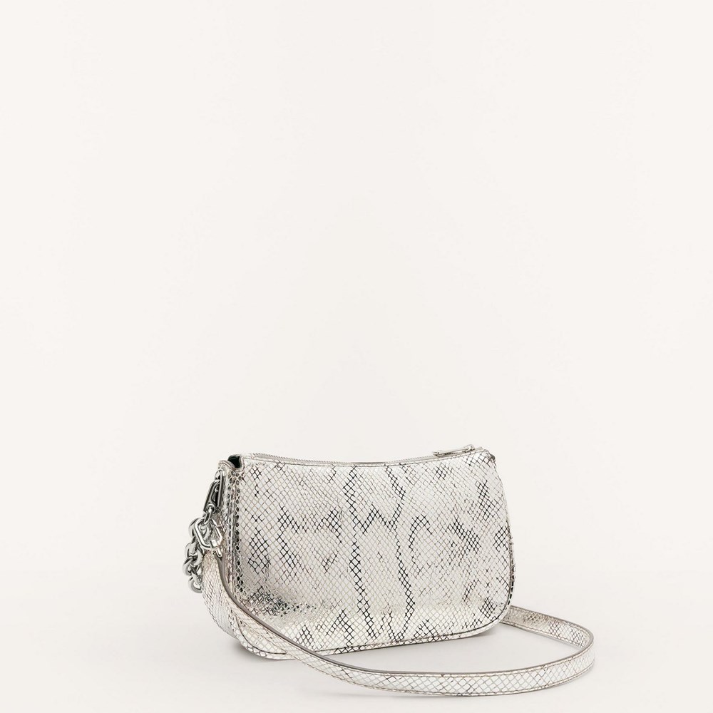 Women's Furla Moon Shoulder Bags Silver | 9421-AHWXQ