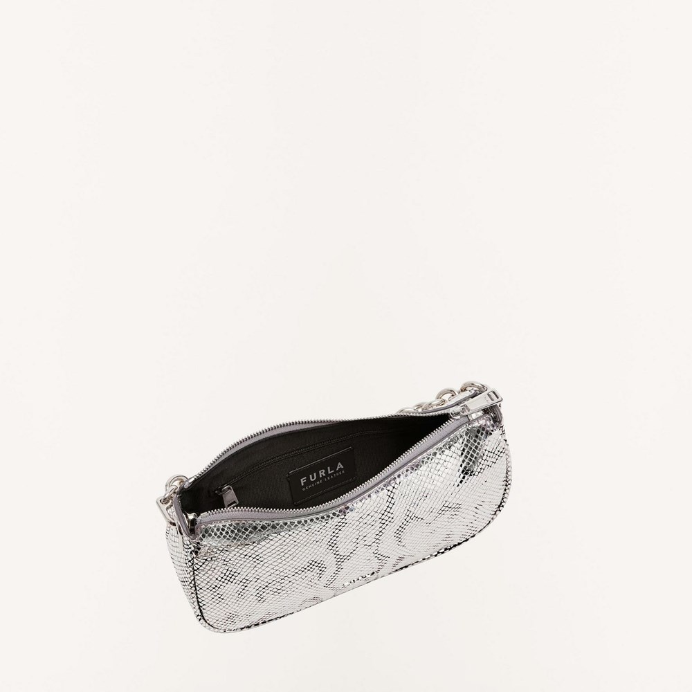 Women's Furla Moon Shoulder Bags Silver | 9421-AHWXQ