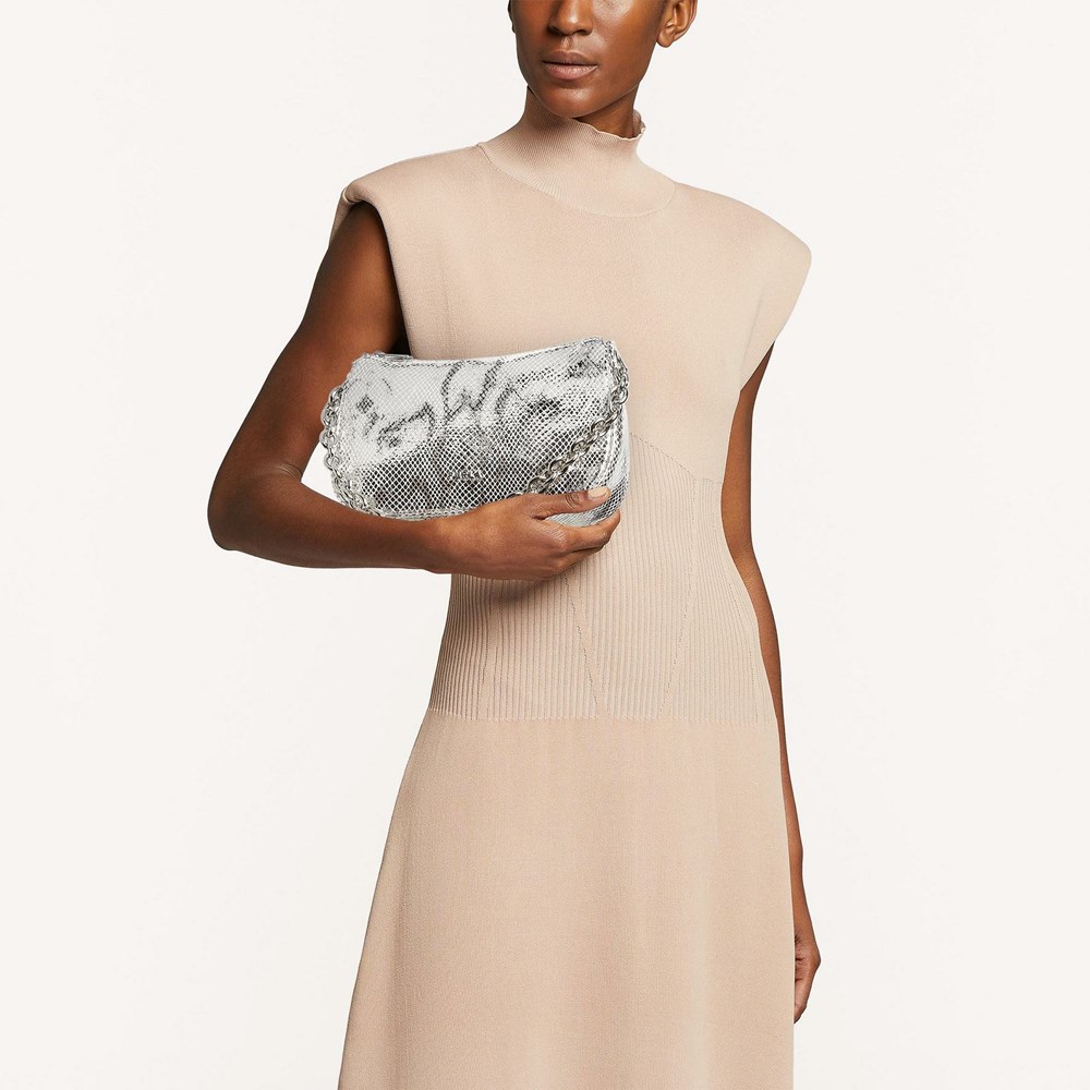 Women's Furla Moon Shoulder Bags Silver | 9421-AHWXQ