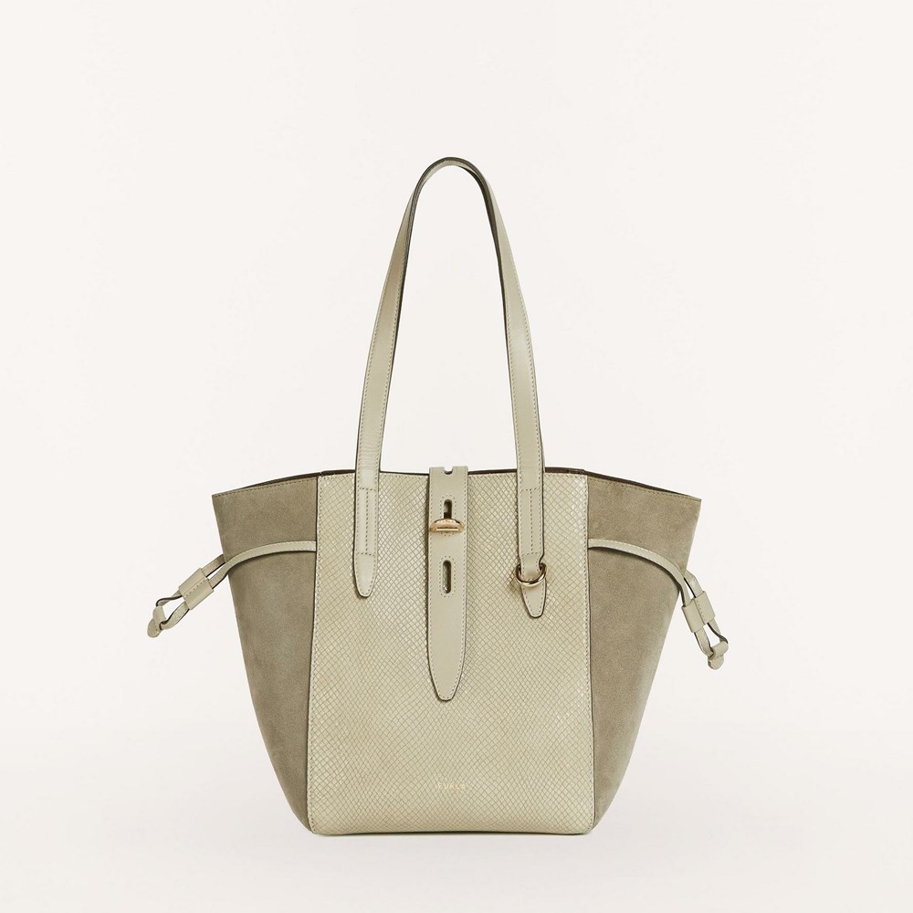 Women\'s Furla Net Handbags Beige | 5634-MLZWH