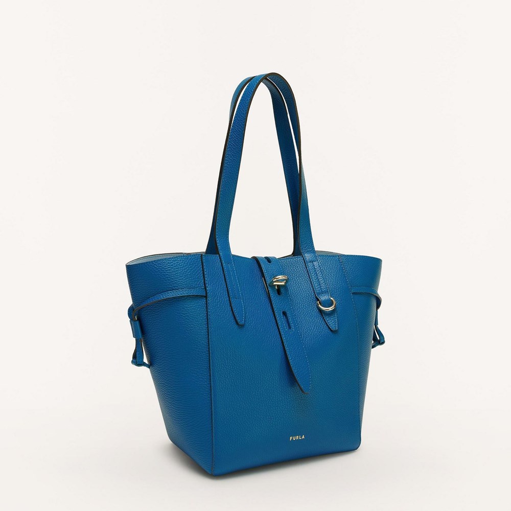 Women's Furla Net Handbags Blue | 3280-UQSMZ