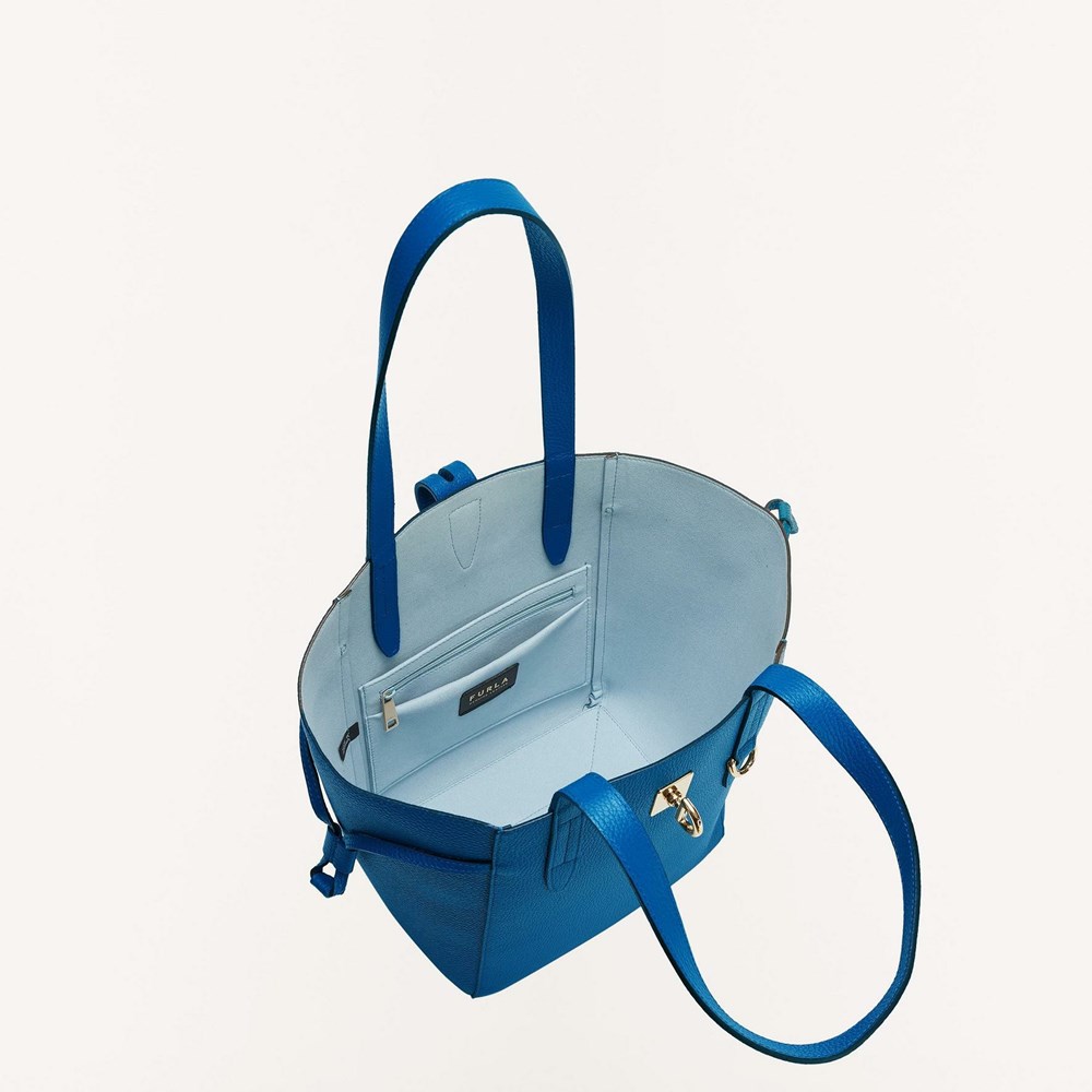 Women's Furla Net Handbags Blue | 3280-UQSMZ