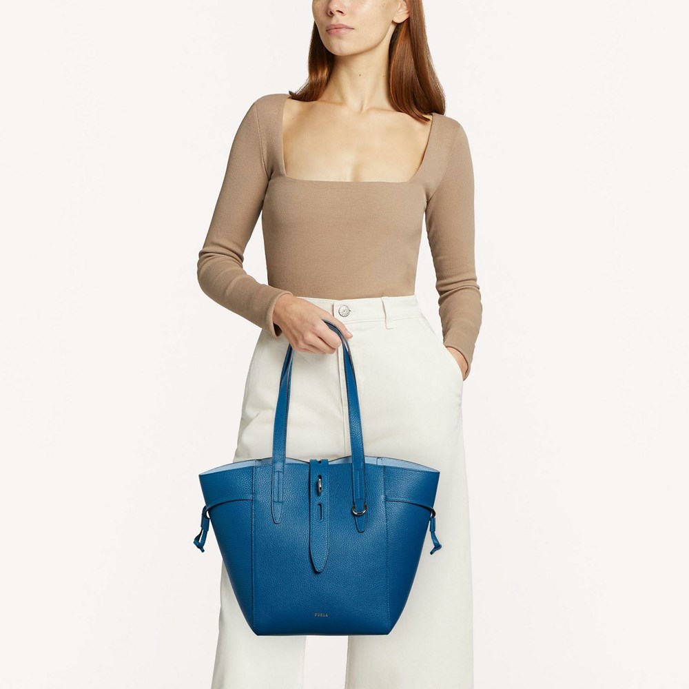 Women's Furla Net Handbags Blue | 3280-UQSMZ