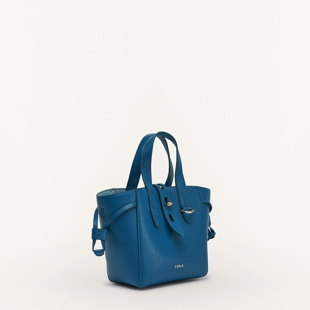 Women's Furla Net Handbags Blue | 4759-XPZUY