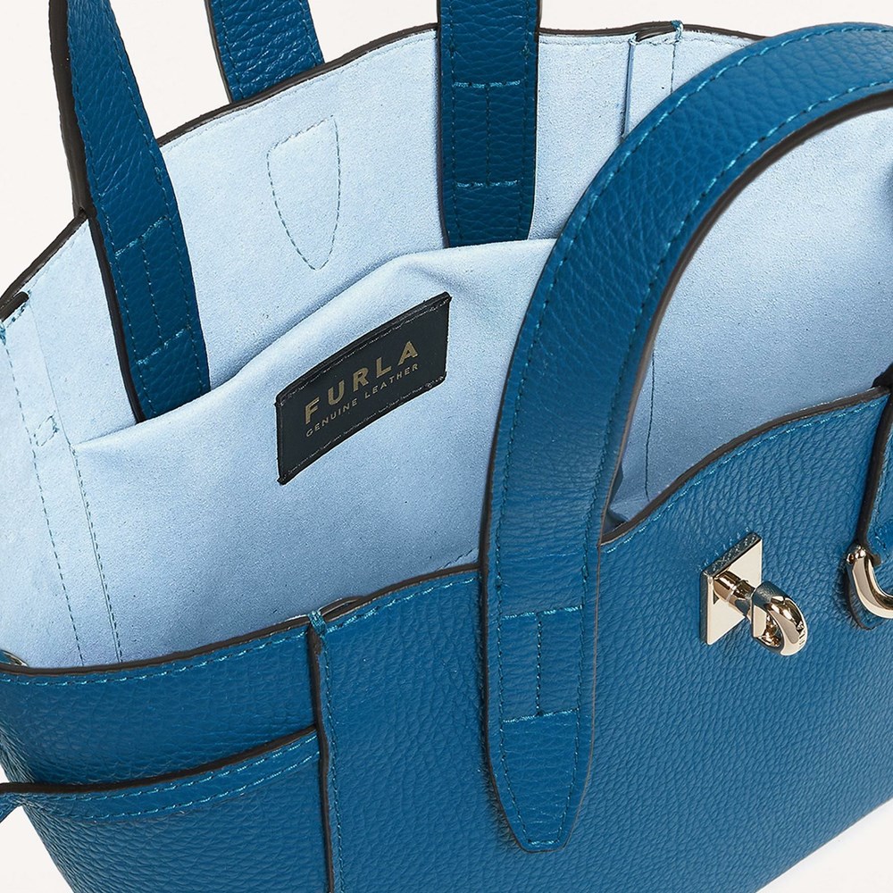 Women's Furla Net Handbags Blue | 4759-XPZUY