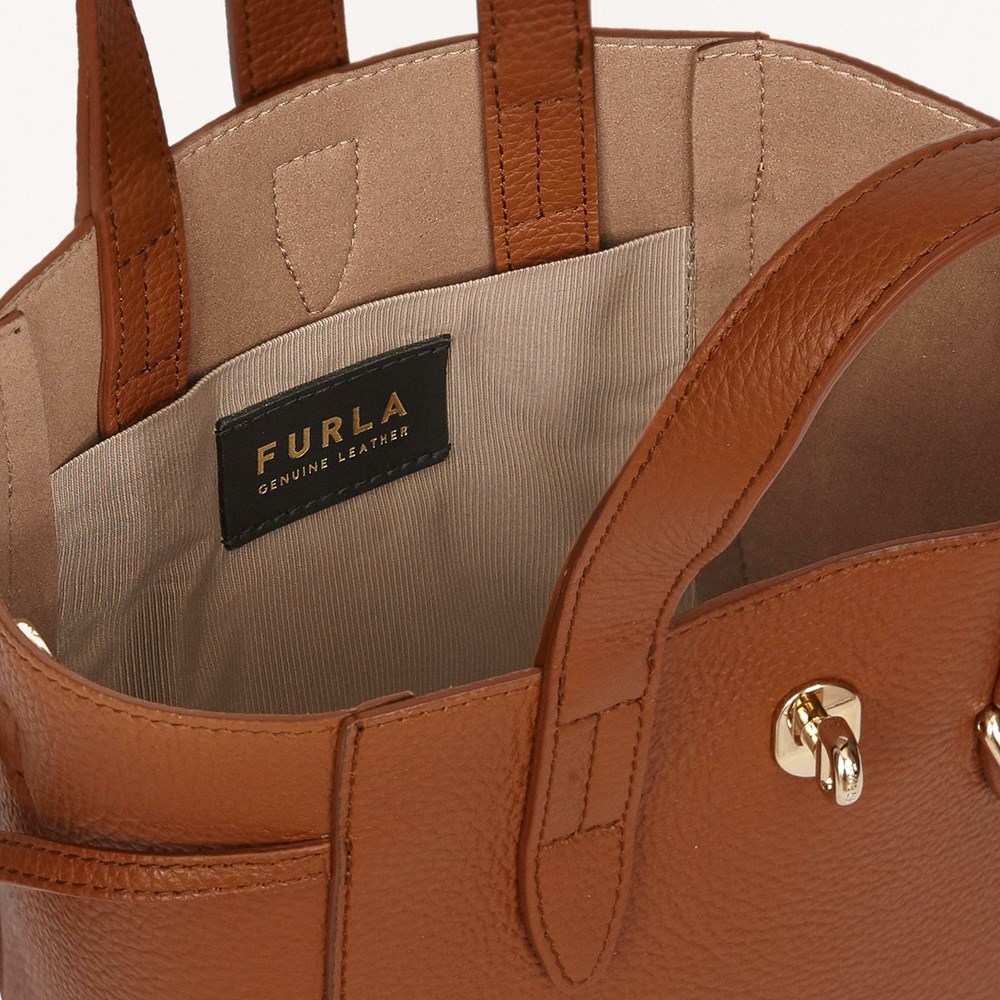 Women's Furla Net Handbags Brown | 1370-ROXTH