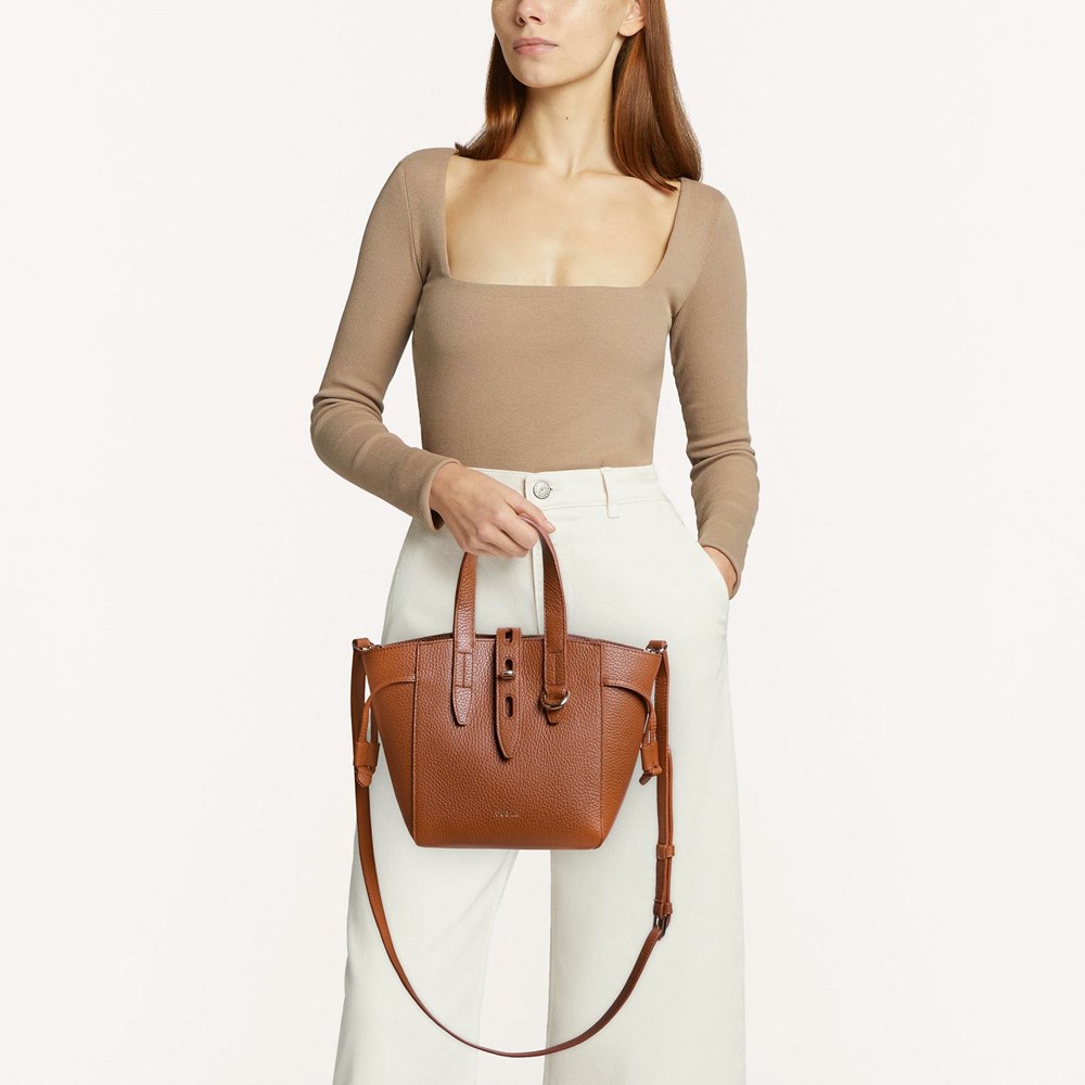 Women's Furla Net Handbags Brown | 1370-ROXTH