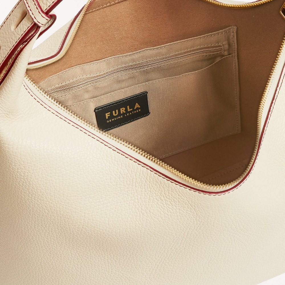 Women's Furla Net Hobo Bags Beige | 1753-GNFVK