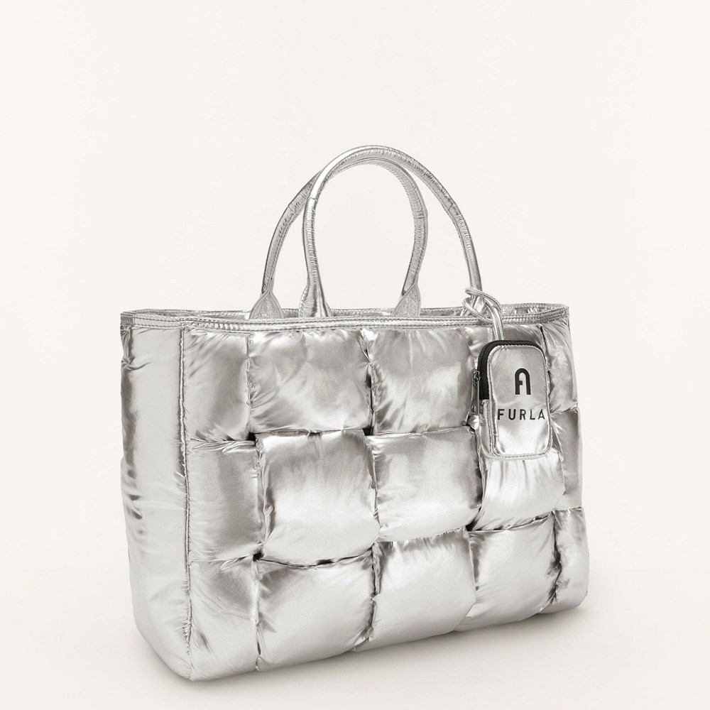 Women's Furla Opportunity Handbags Silver | 2609-SMQGN