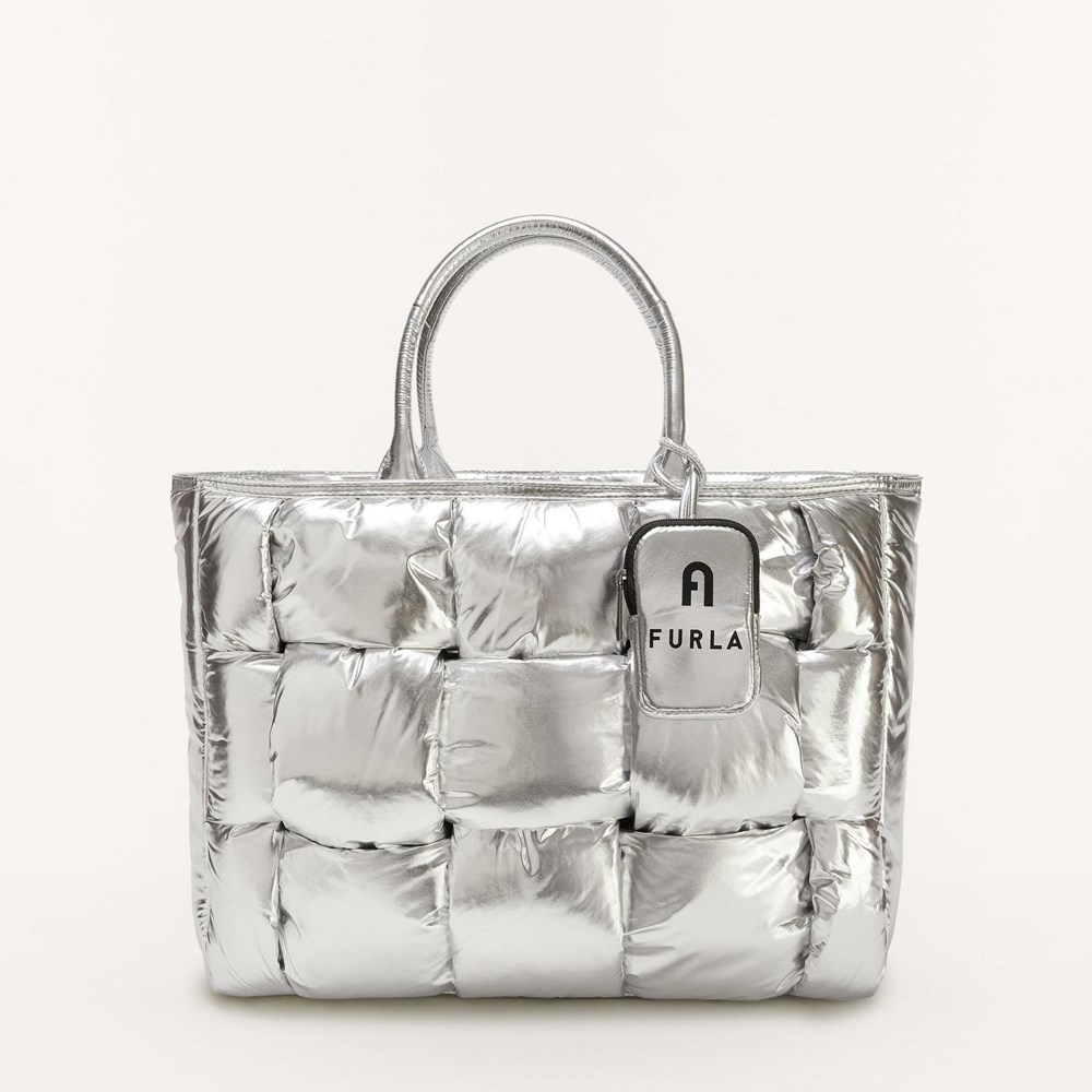 Women\'s Furla Opportunity Handbags Silver | 2609-SMQGN