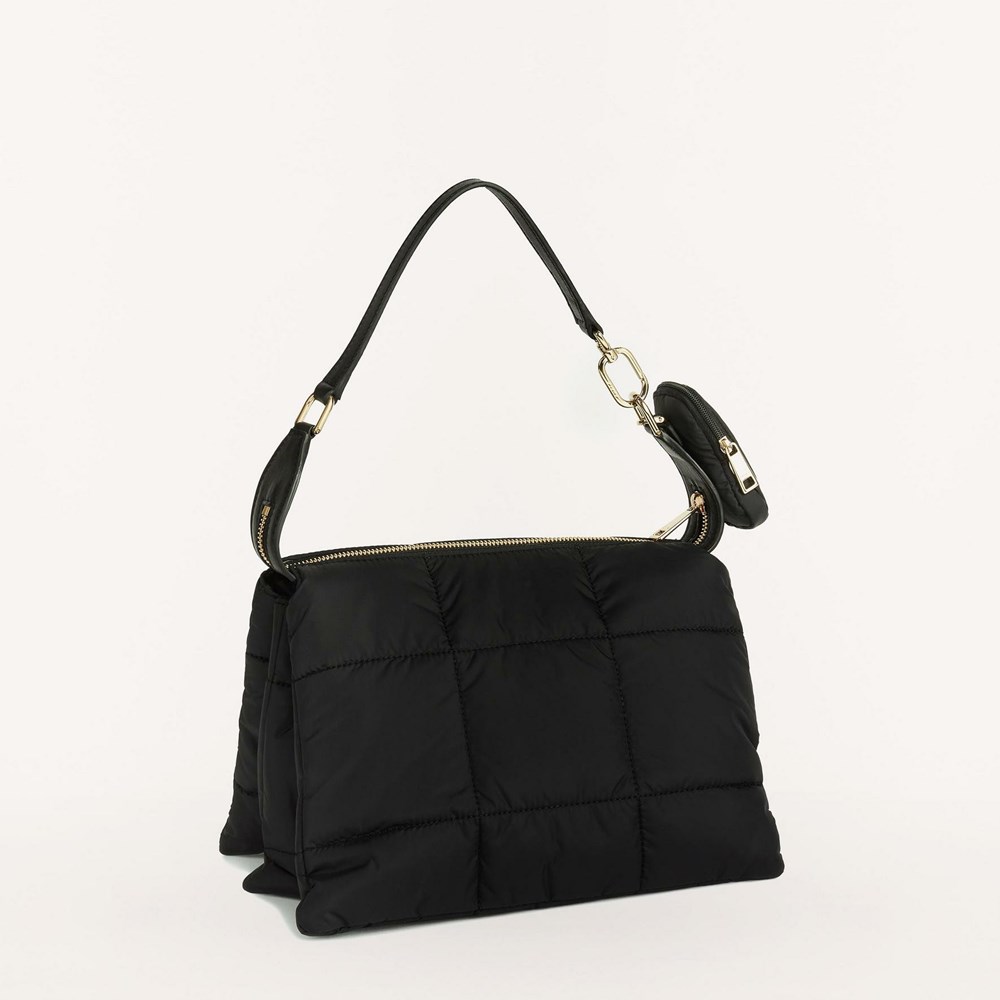 Women's Furla Piuma Shoulder Bags Black | 1957-VFPQE