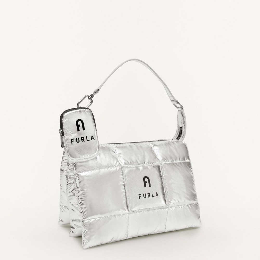 Women's Furla Piuma Shoulder Bags Silver | 3168-XFHTW