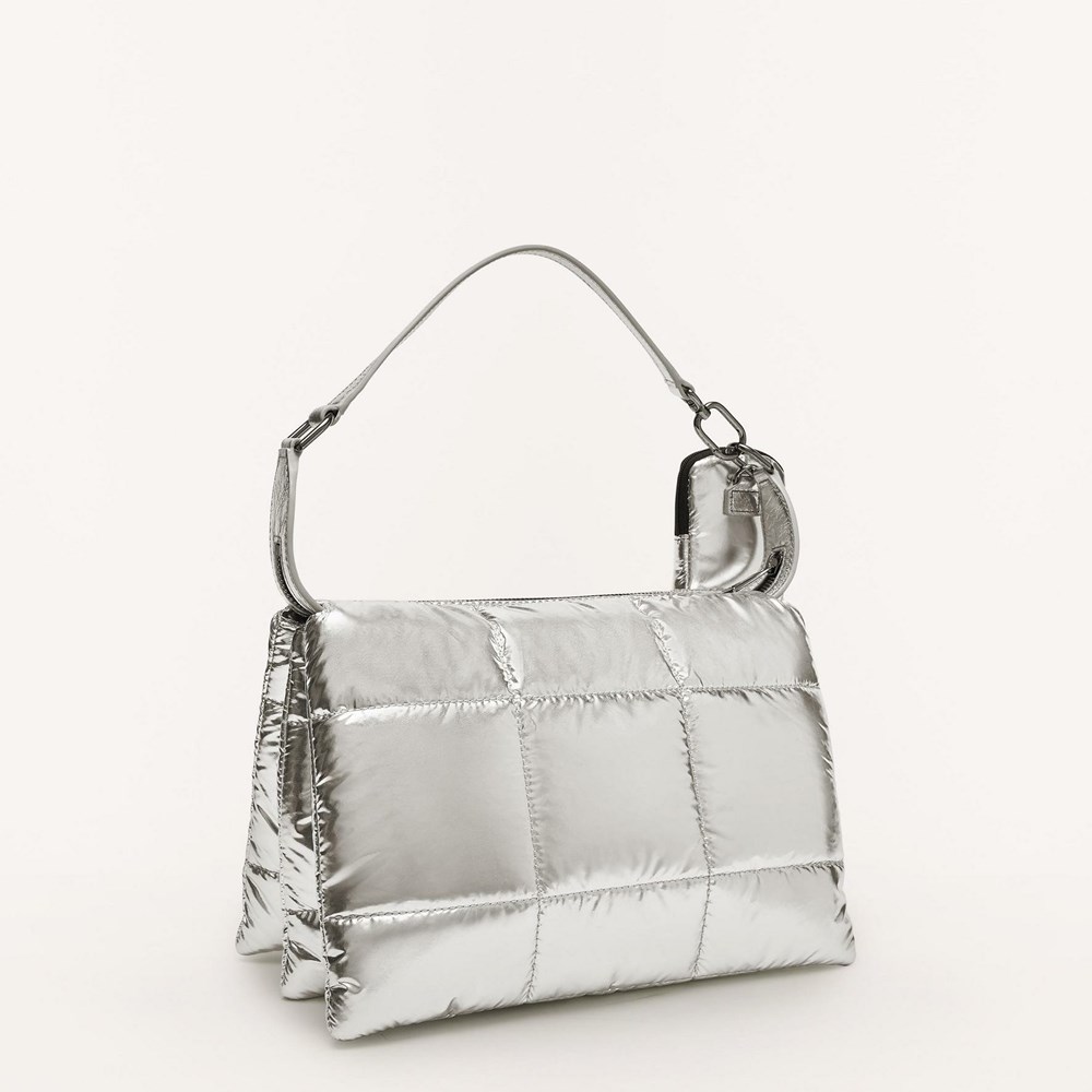 Women's Furla Piuma Shoulder Bags Silver | 3168-XFHTW