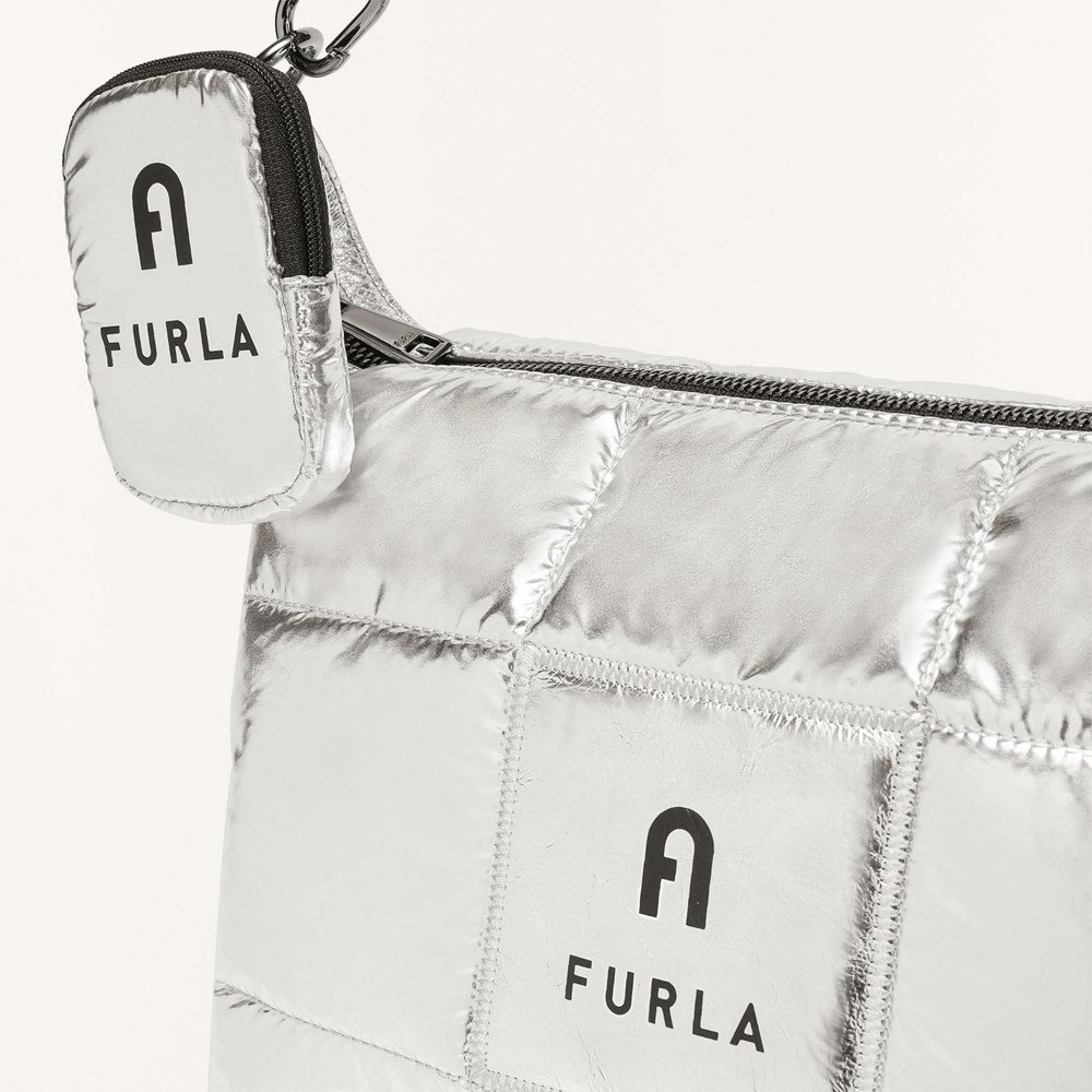 Women's Furla Piuma Shoulder Bags Silver | 3168-XFHTW