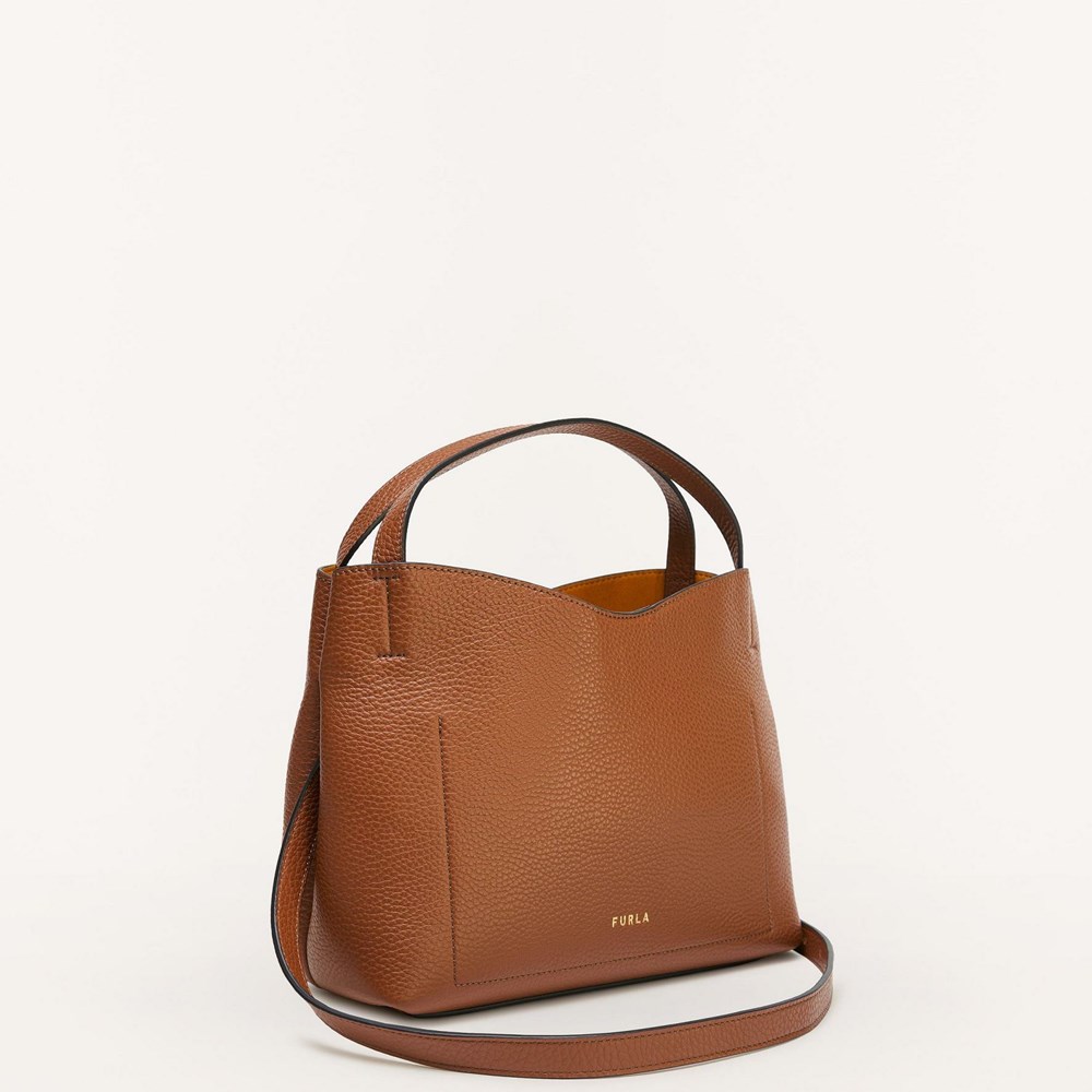 Women's Furla Primula Handbags Brown | 1938-MSUBQ