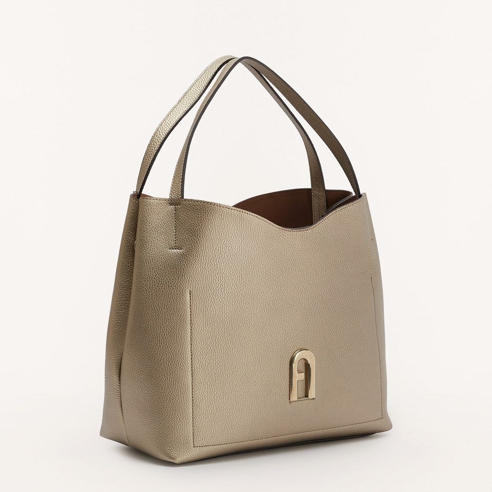 Women's Furla Primula Hobo Bags Grey Brown | 8069-AWEYH